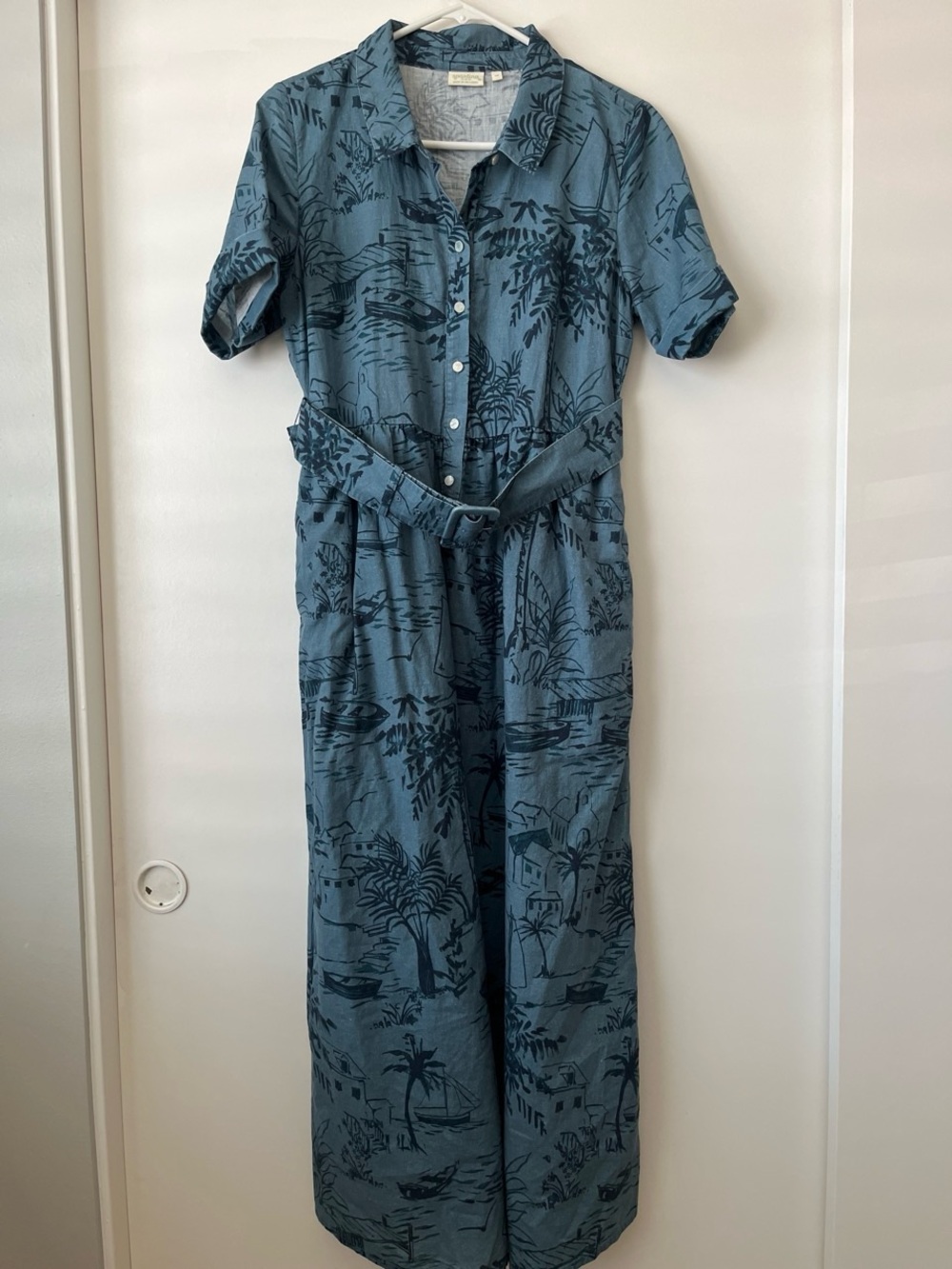 Spartina 449 Blue Printed Button-Front Dress